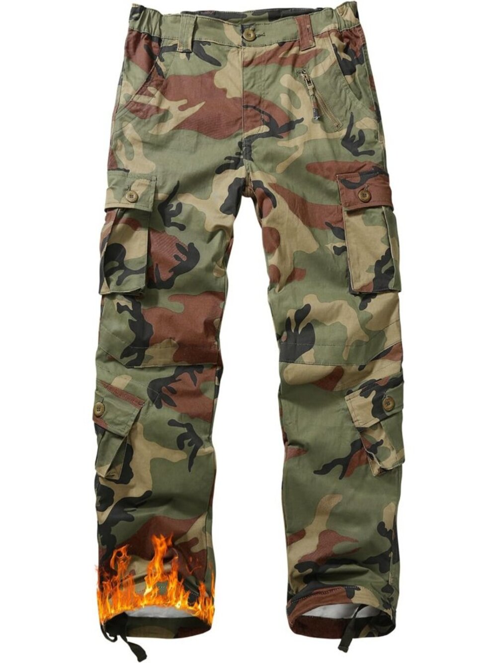 Warm Women's Camo Fleece-Lined Cargo Pants | Stretchy Winter Trousers